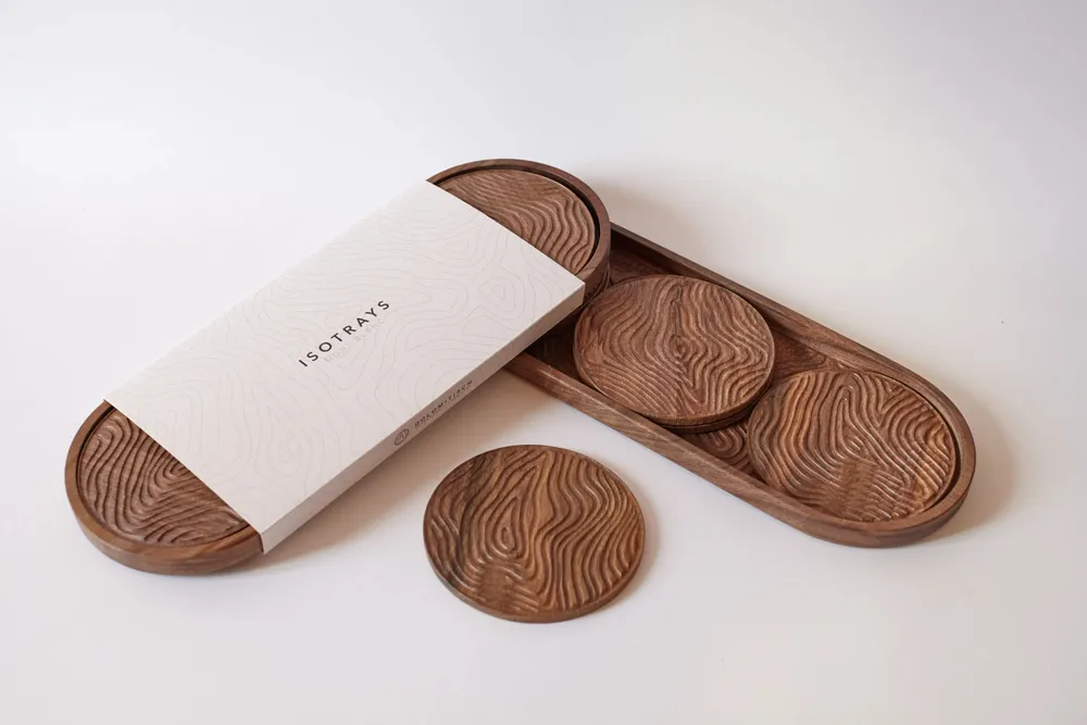 Trays - Isotrays - Coaster Set Mt. Blanc - DOLOMITISCH SRL