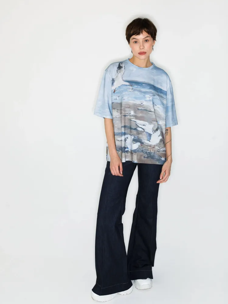 Prêt-à-porter - T-shirt imprimé intégral « Beach with Seagulls » - MARALETTO