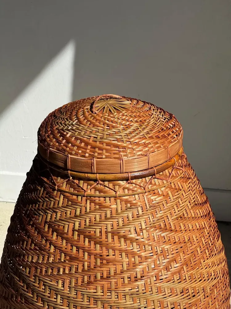 Vases - Large oval belly basket Indonesian basketry with lid H65 D50 - OFFICE OBJETS