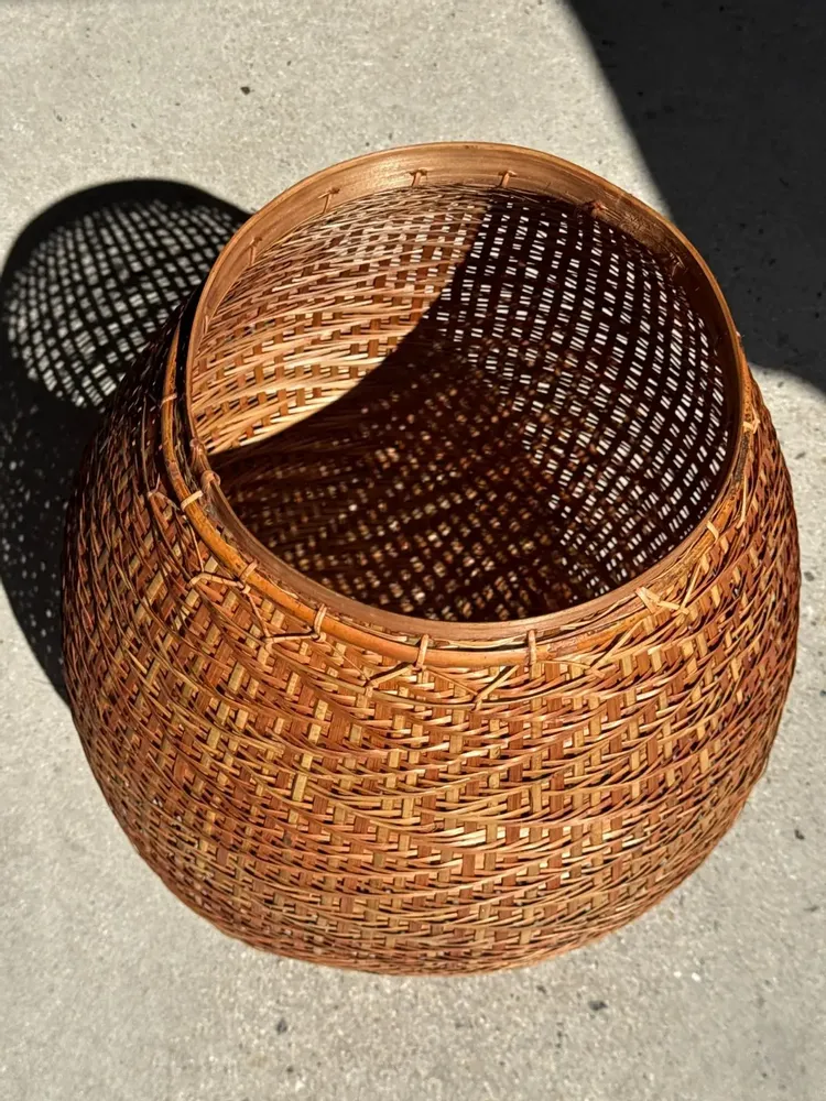 Vases - Large oval belly basket Indonesian basketry with lid H65 D50 - OFFICE OBJETS