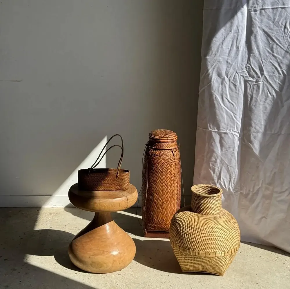 Vases - Large traditional Balinese basket with cords H70 D26 - OFFICE OBJETS
