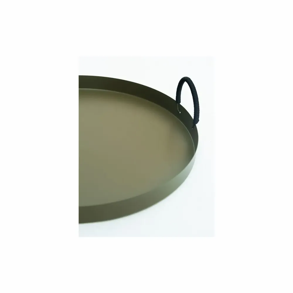 Trays - NO-MAD Thali Decorative Tray in PU Coated Stainless Steel and Cotton C - NO-MAD