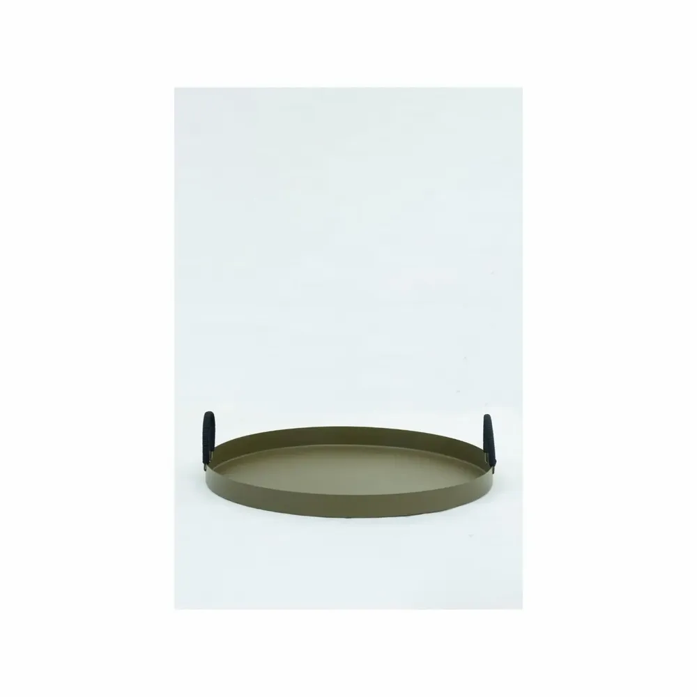 Trays - NO-MAD Thali Decorative Tray in PU Coated Stainless Steel and Cotton C - NO-MAD