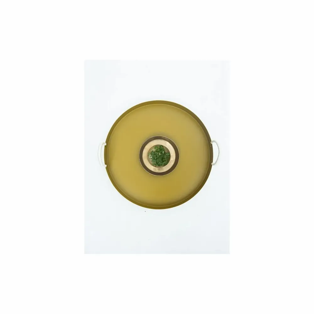 Trays - NO-MAD Thali Decorative Tray in PU Coated Stainless Steel and Cotton C - NO-MAD