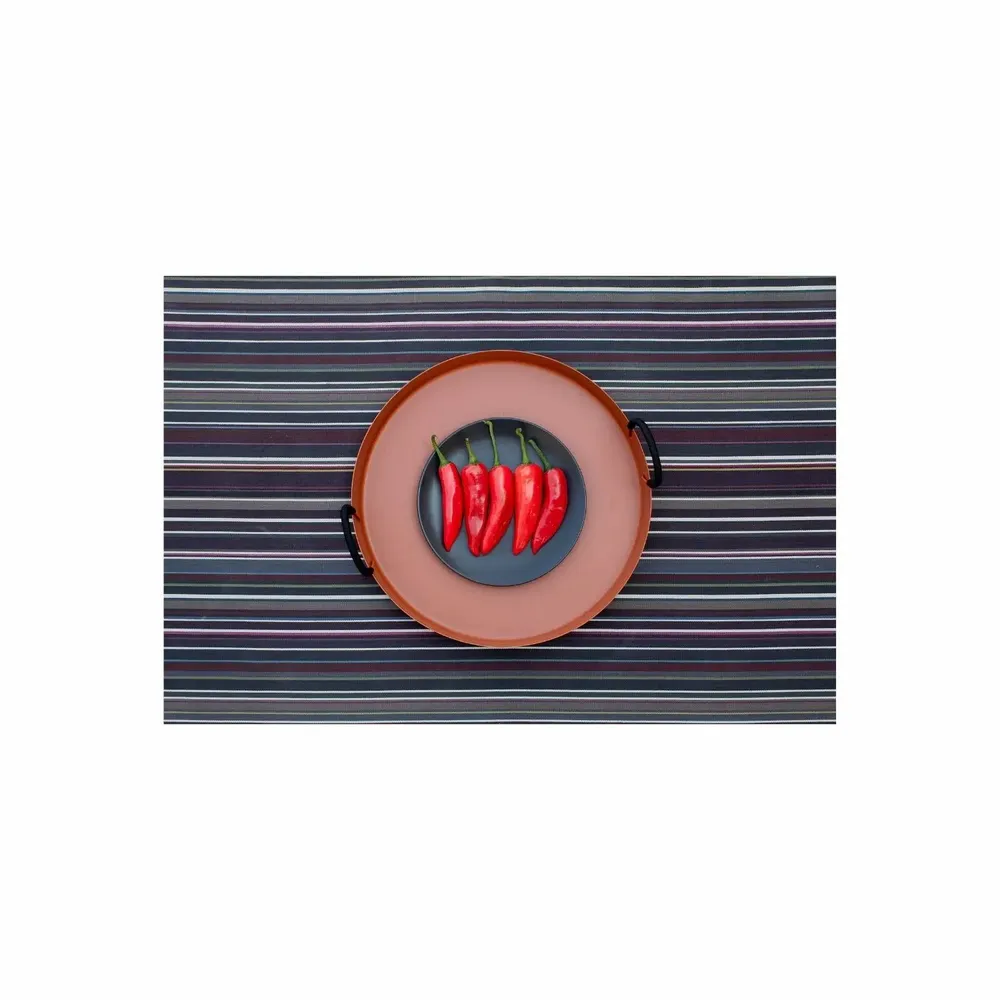 Trays - NO-MAD Thali Decorative Tray in PU Coated Stainless Steel and Cotton C - NO-MAD