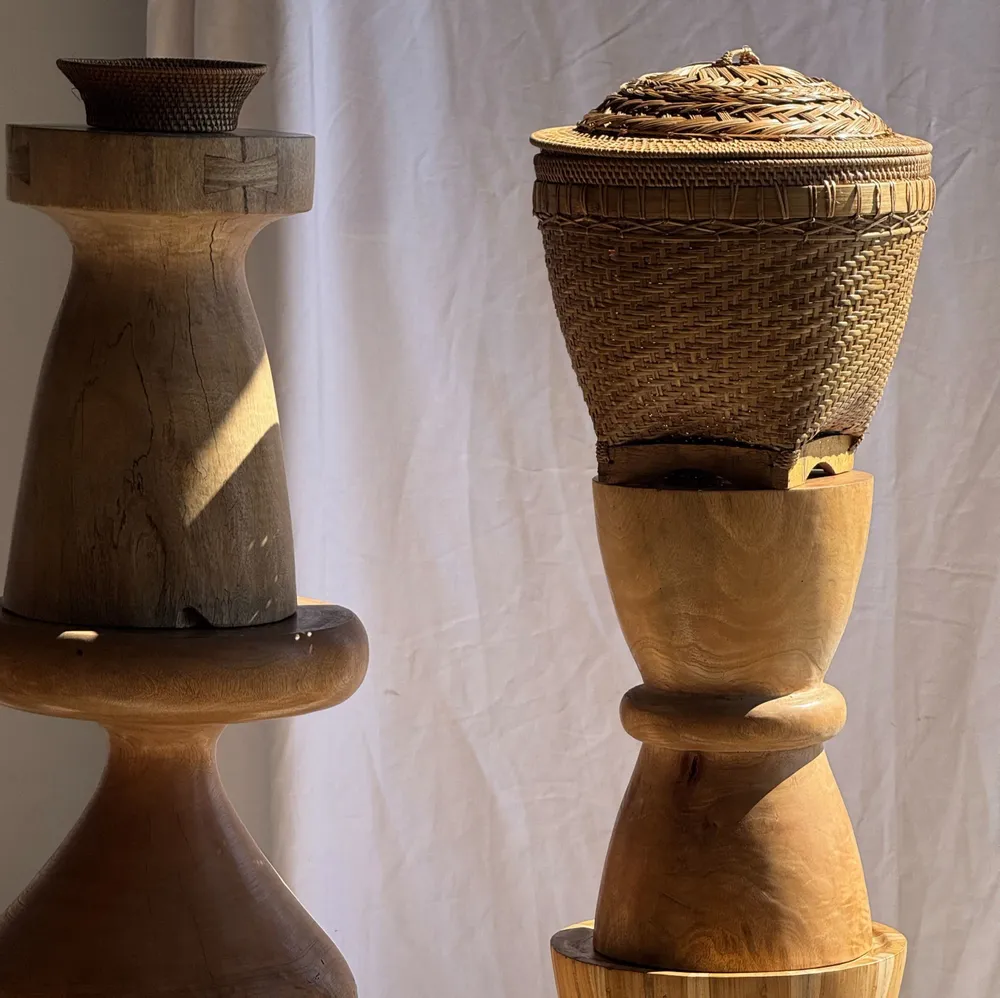 Vases - Panier traditionnel indonésien tressé clair H40 D37 - OFFICE OBJETS