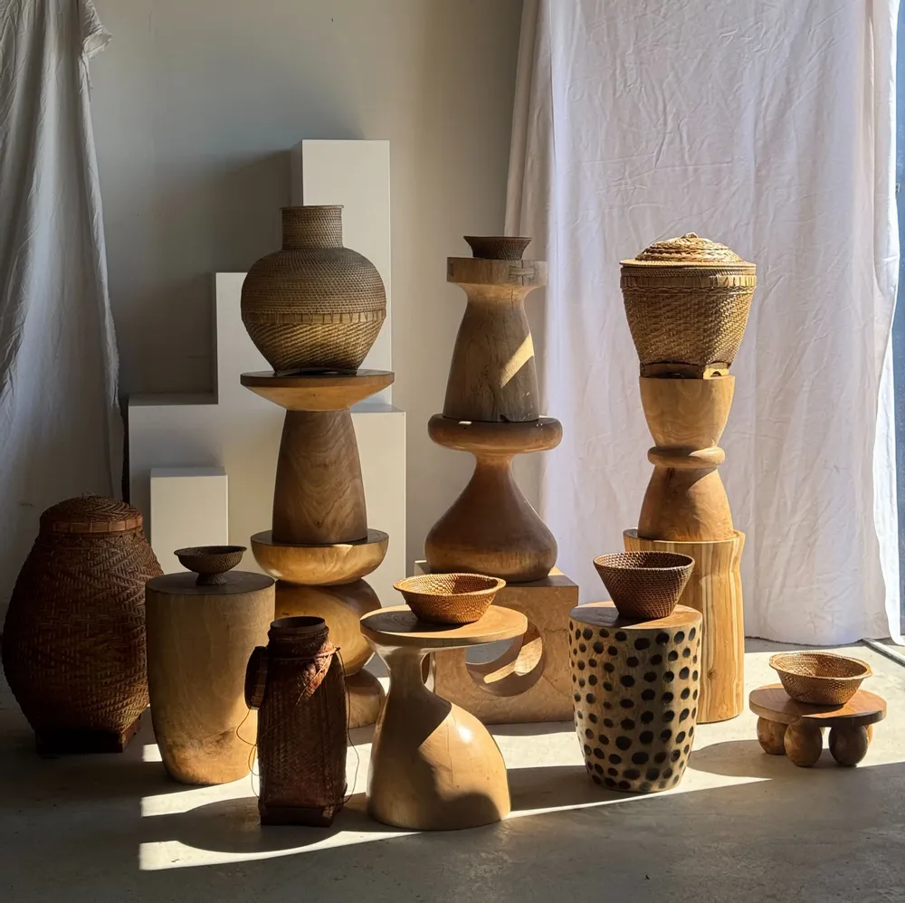 Vases - Panier traditionnel indonésien tressé clair H40 D37 - OFFICE OBJETS