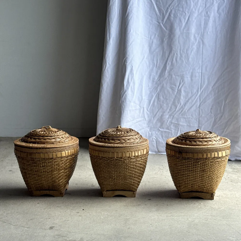 Vases - Panier traditionnel indonésien tressé clair H40 D37 - OFFICE OBJETS