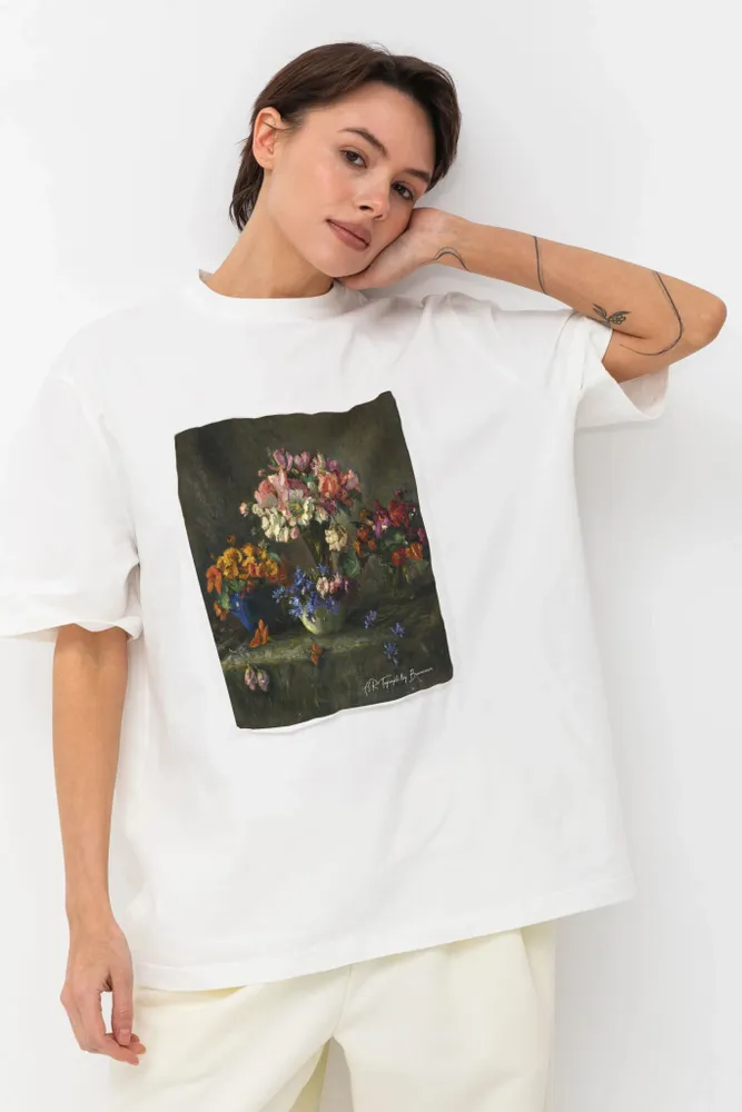 Prêt-à-porter - T-shirt Art Window « 4 bouquets de fleurs » - MARALETTO