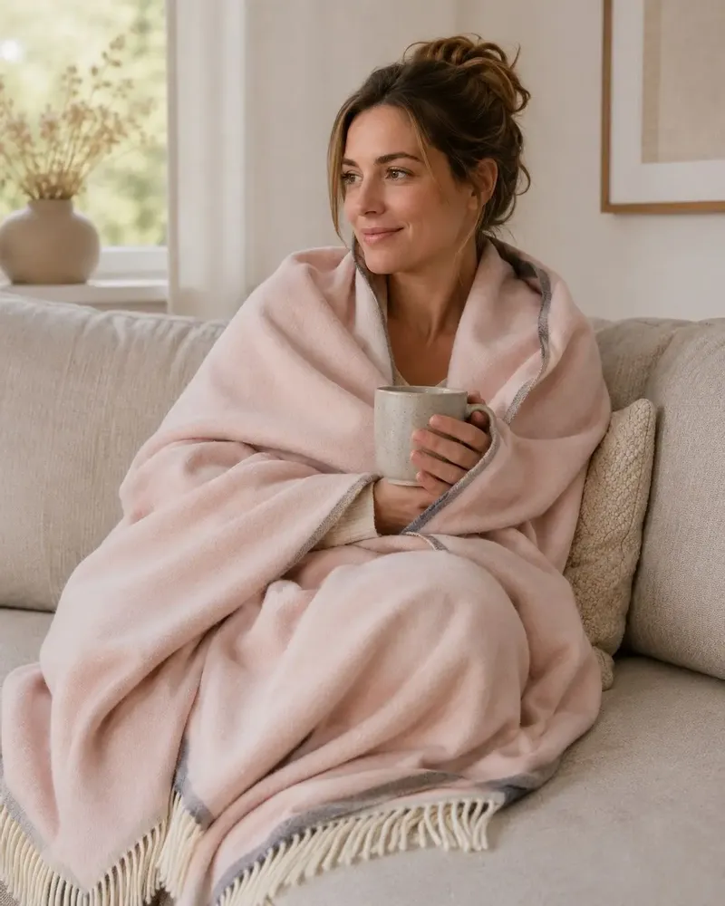 Plaids - Plaid doux en cachemire et laine mérinos MILANO Rosa Orlo - MOST-BLANKETS
