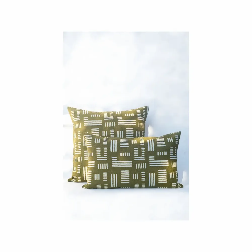 Coussins textile - NO-MAD Anvaya Cushion Cover in Cotton Linen with Screen Print and Embr - NO-MAD