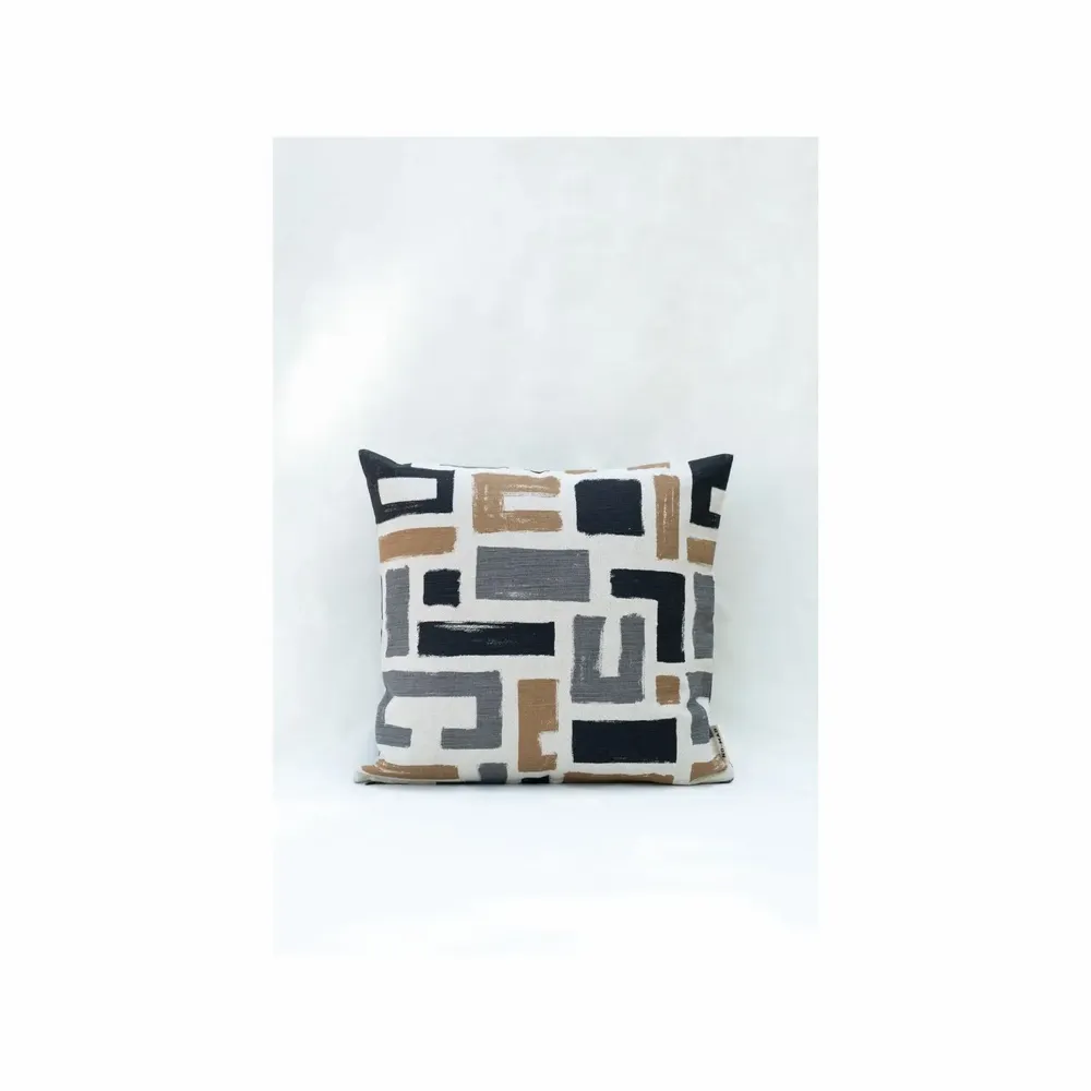 Coussins textile - NO-MAD Vanya Cushion Cover in Cotton Linen with Screen Print Design - NO-MAD