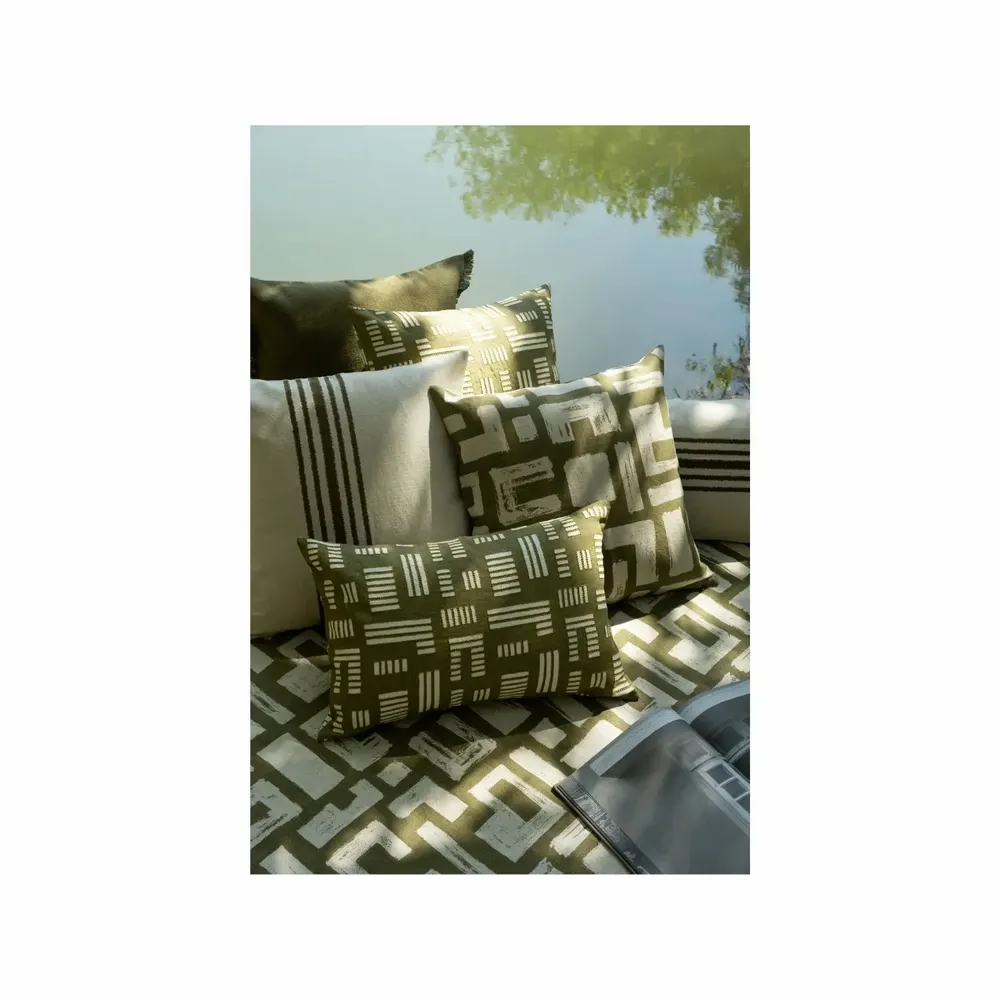 Coussins textile - NO-MAD Vanya Cushion Cover in Cotton Linen with Screen Print Design - NO-MAD