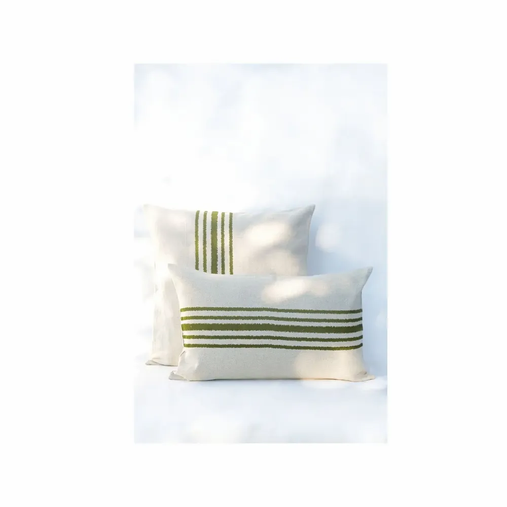 Coussins textile - NO-MAD Raku Cushion Cover in Cotton Linen with Embroidery - NO-MAD