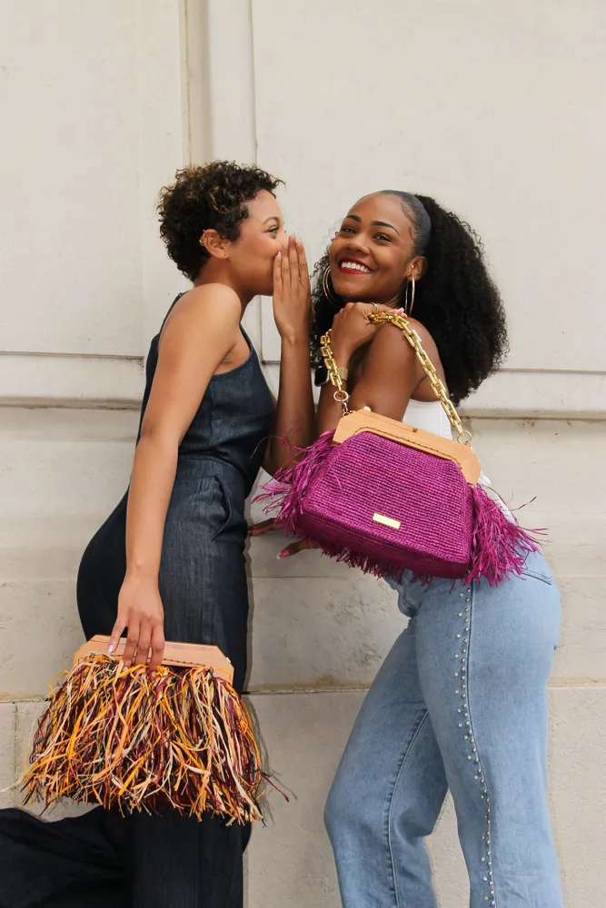 Sacs et cabas - Sac raphia à franges KIKI (Bordeaux) - KLEO