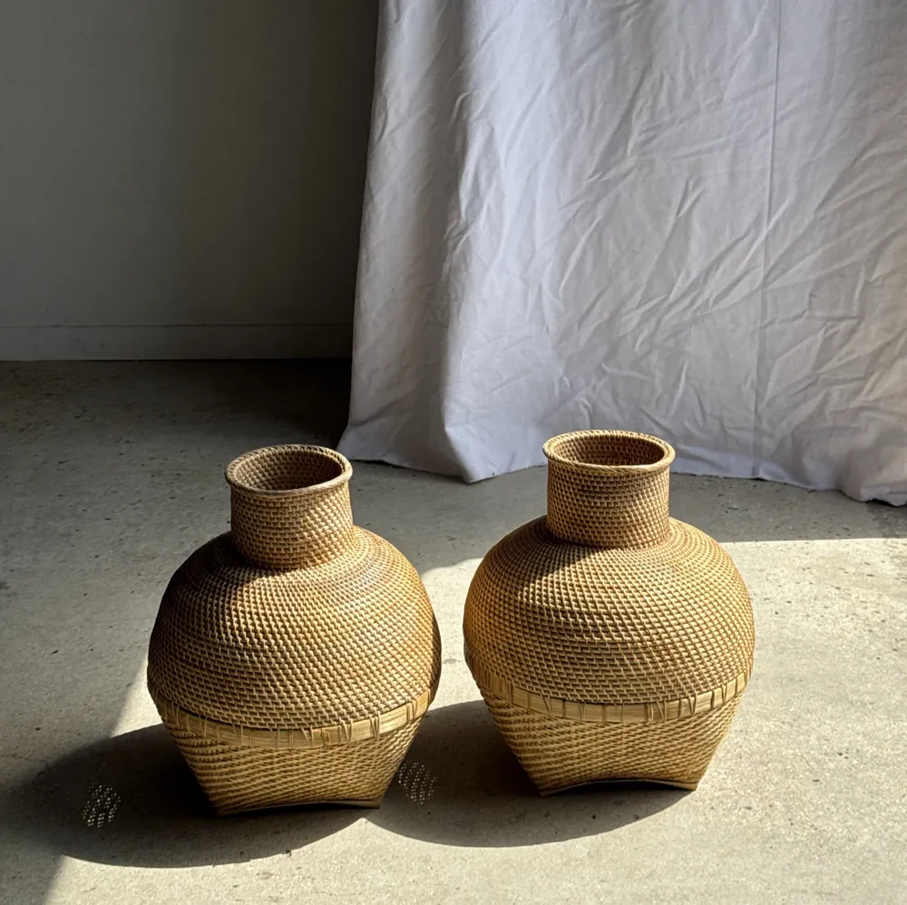 Vases - Panier jarre en vannerie traditionnelle indonésienne H48 D40 - OFFICE OBJETS