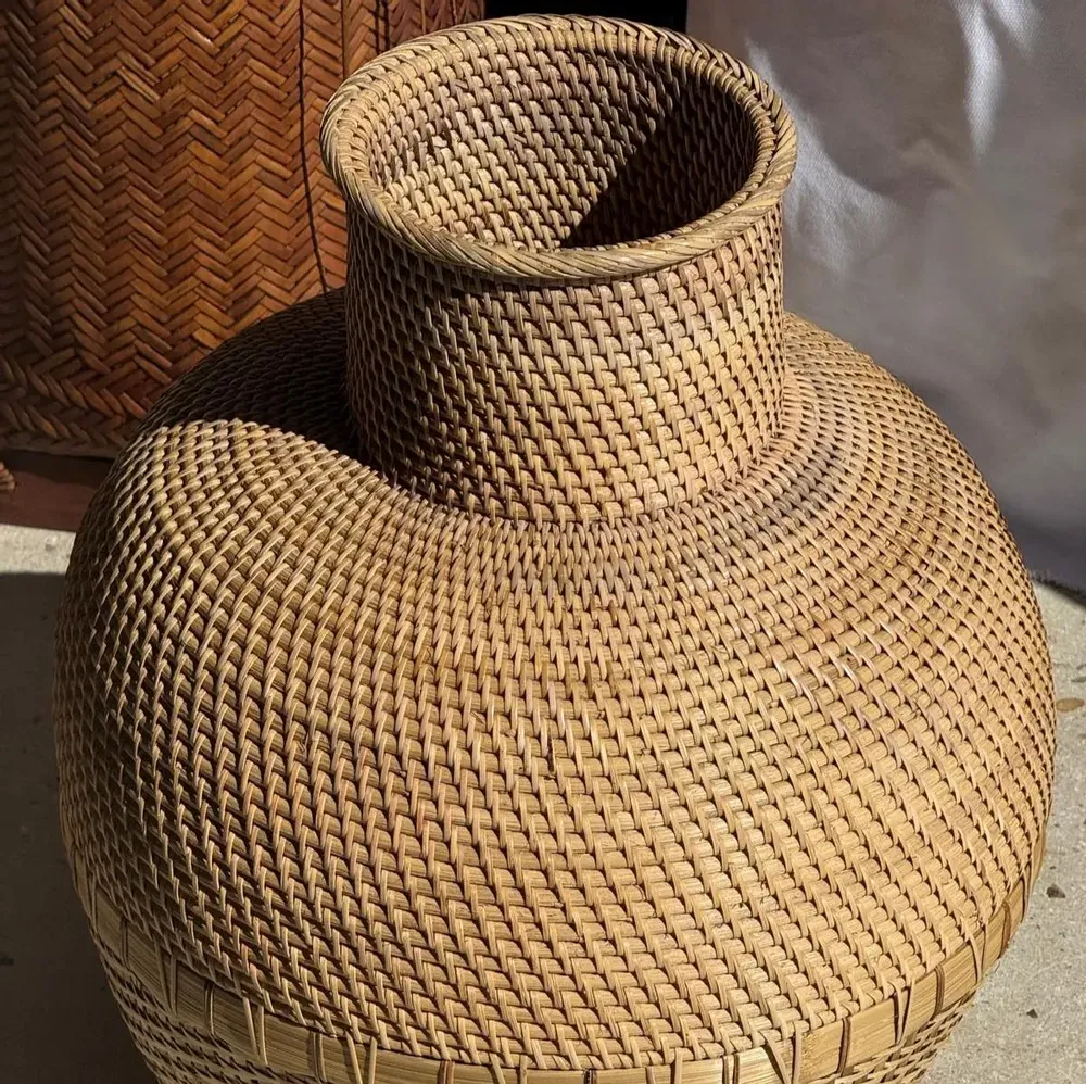 Vases - Panier jarre en vannerie traditionnelle indonésienne H48 D40 - OFFICE OBJETS