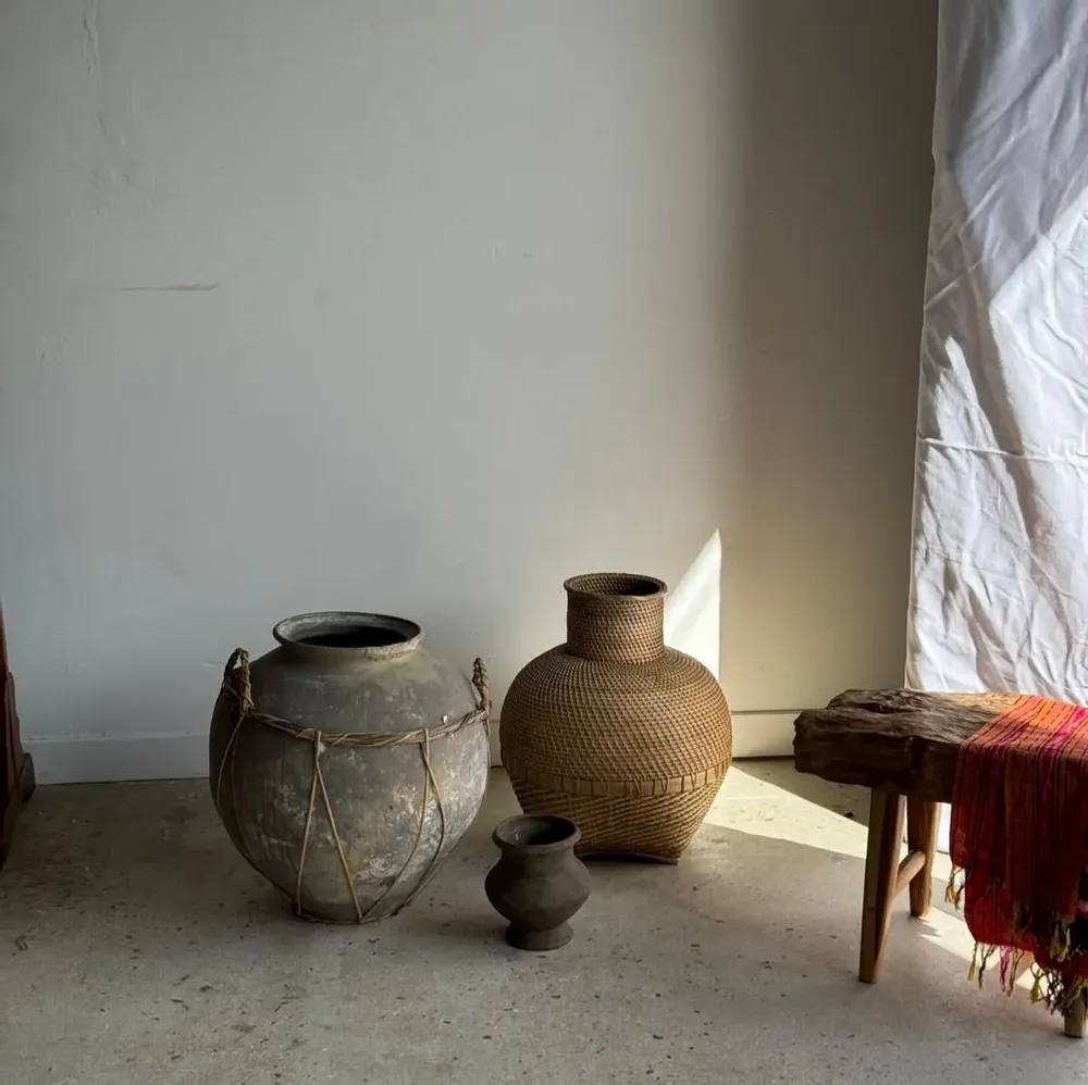 Vases - Panier jarre en vannerie traditionnelle indonésienne H48 D40 - OFFICE OBJETS