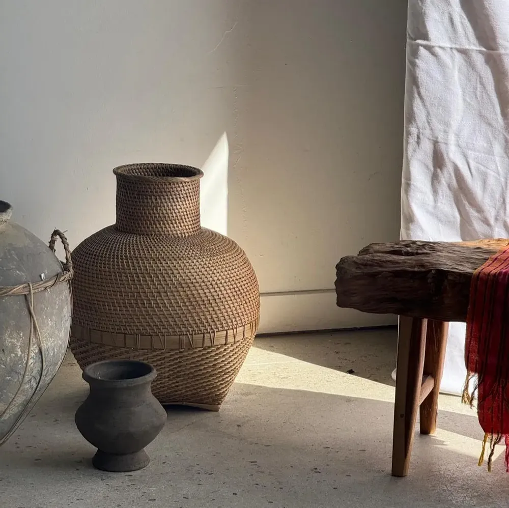 Vases - Panier jarre en vannerie traditionnelle indonésienne H48 D40 - OFFICE OBJETS
