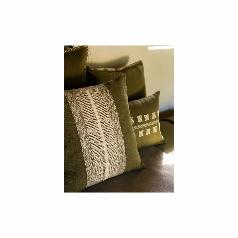 Coussins textile - NO-MAD Rekh & Chakhon Cushion Covers in Cotton Jute with Rice-Stitch E - NO-MAD