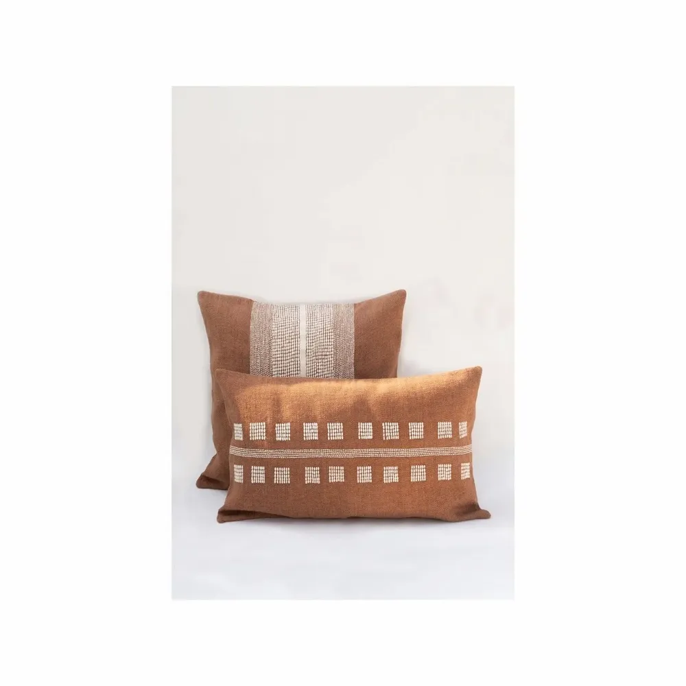 Coussins textile - NO-MAD Rekh & Chakhon Cushion Covers in Cotton Jute with Rice-Stitch E - NO-MAD