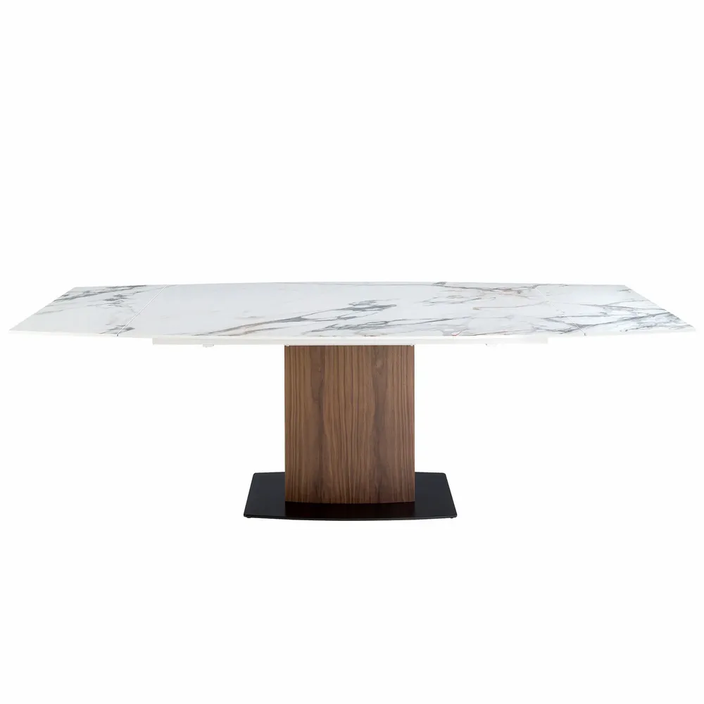 Tables Salle à Manger - Table à manger à rallonge baril ovale marbre porcelaine - ANGEL CERDÁ