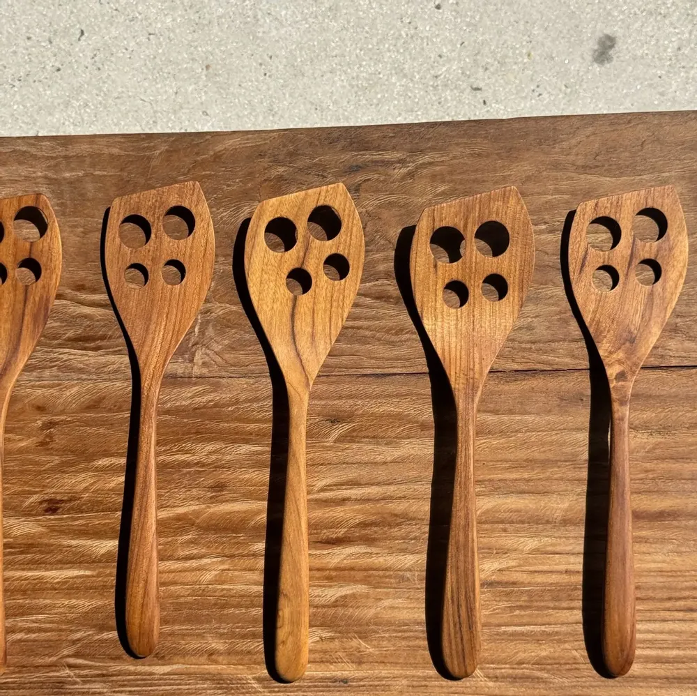 Cutlery set - Openwork spatula, teak kitchen utensil L30 L8 - OFFICE OBJETS