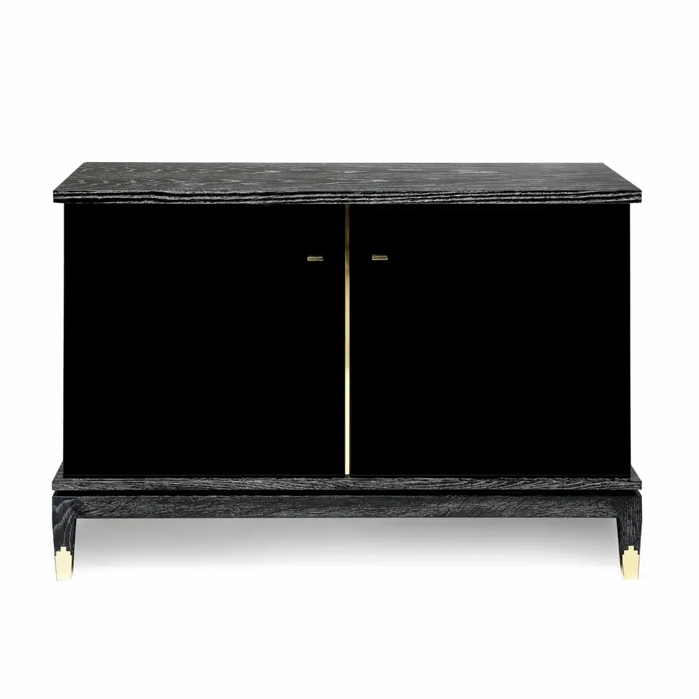 Chambres d'hôtels - Anna Cabinet, Buffet haut, bois massif, pieds en laiton, Portugal - DUISTT