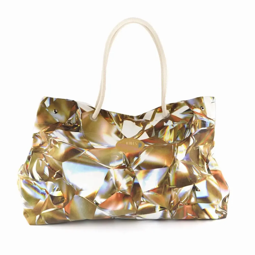 Bags and totes - Big Crystal Gold Beach Bag - BEACH VIBES