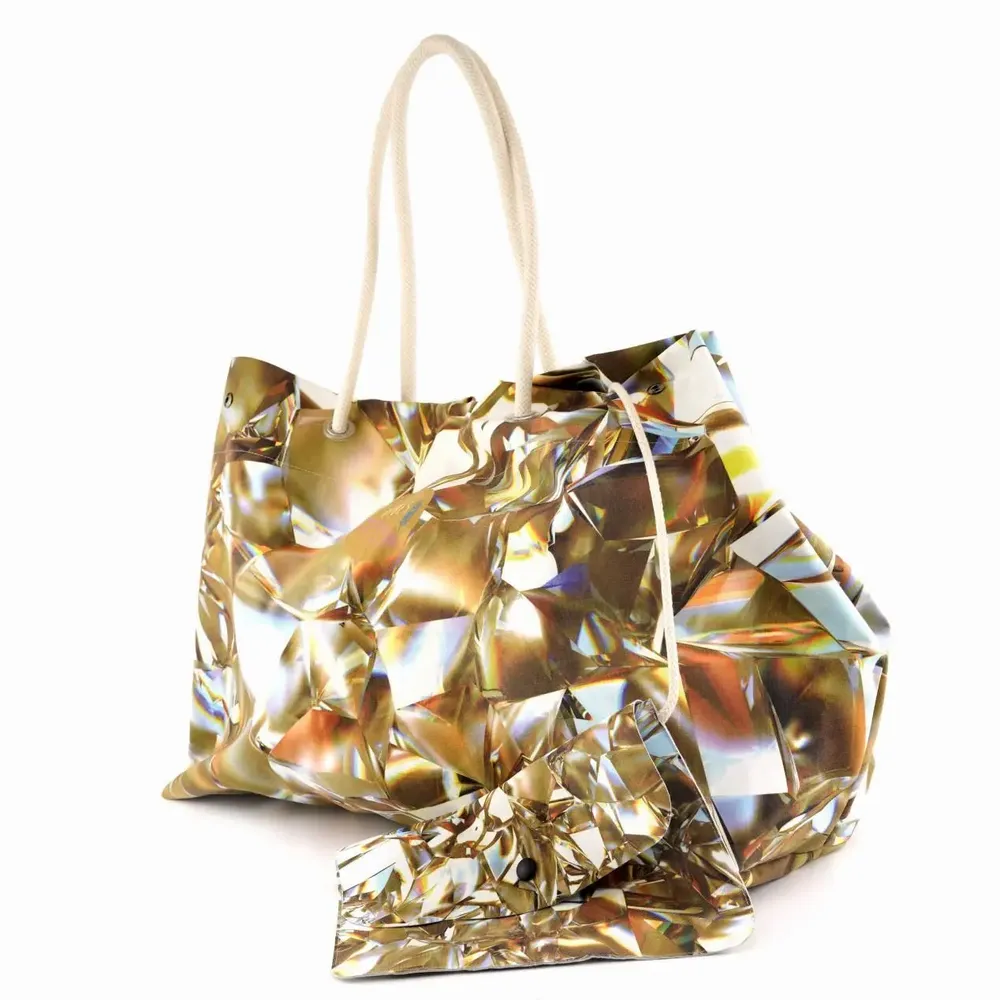 Bags and totes - Big Crystal Gold Beach Bag - BEACH VIBES