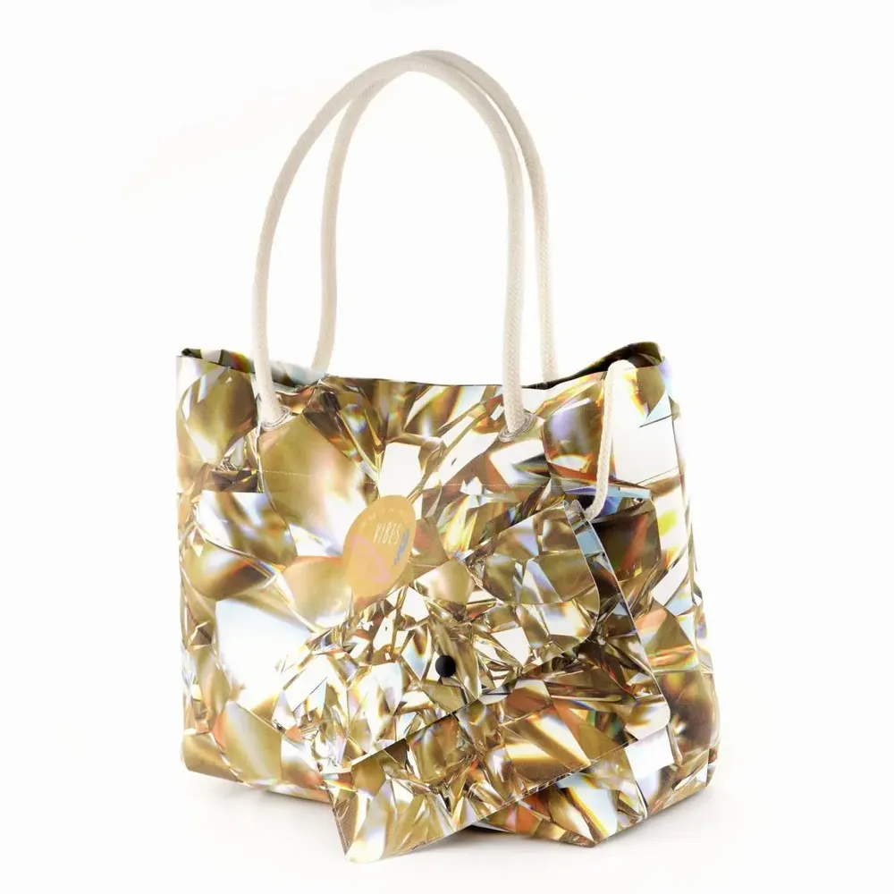Bags and totes - Crystal Gold Medium Beach Bag - BEACH VIBES