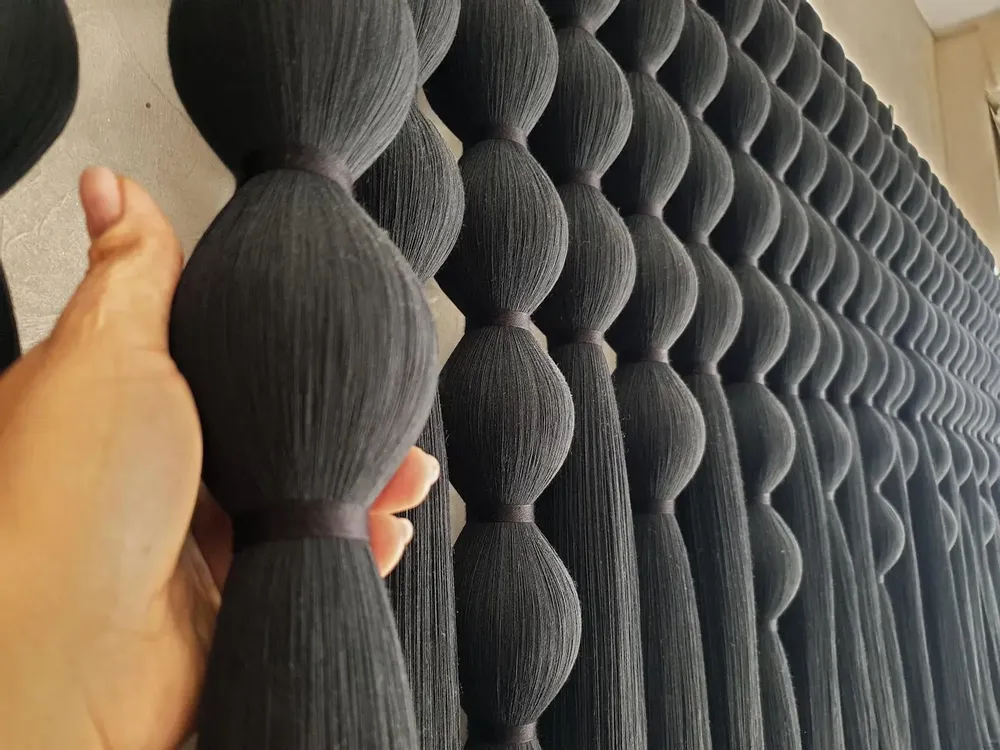 Other wall decoration - Obsidian Rhythm: Giant Handmade Modern Macrame Wall Installation - SARMAL DESIGN