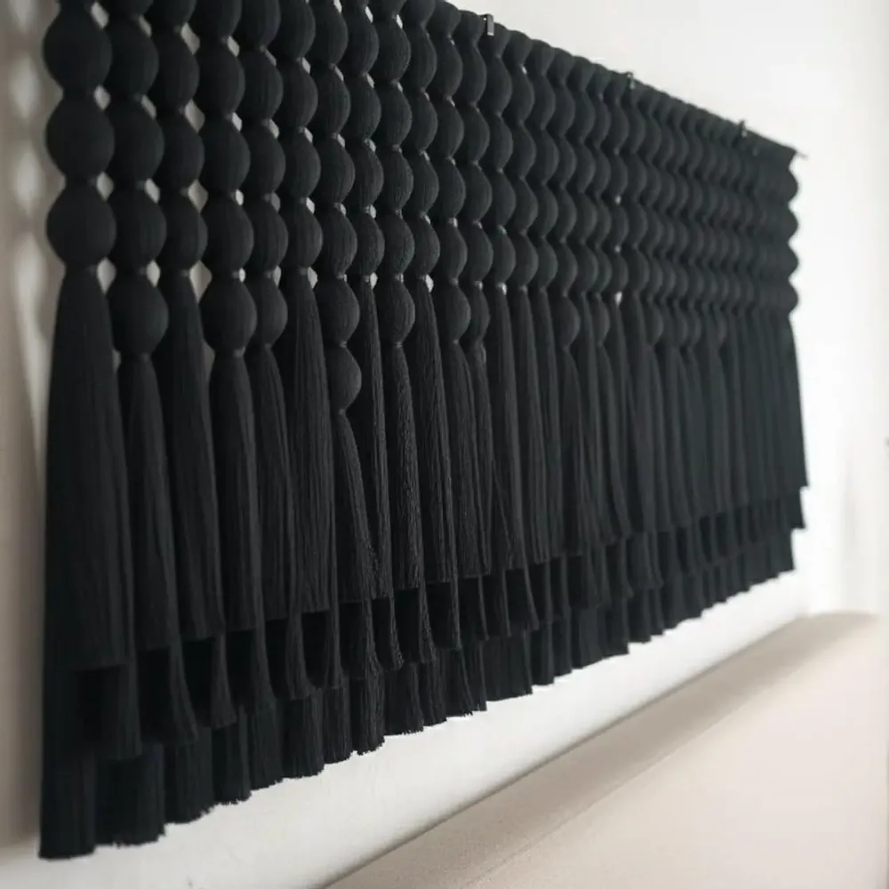 Other wall decoration - Obsidian Rhythm: Giant Handmade Modern Macrame Wall Installation - SARMAL DESIGN