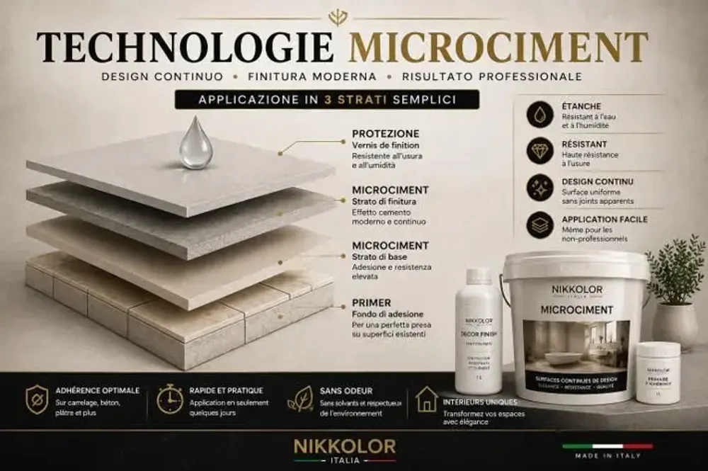 Peintures et vernis - Kit complet Microciment pour 8 m² de murs et sols – Clayland - NIKKOLOR ITALIA