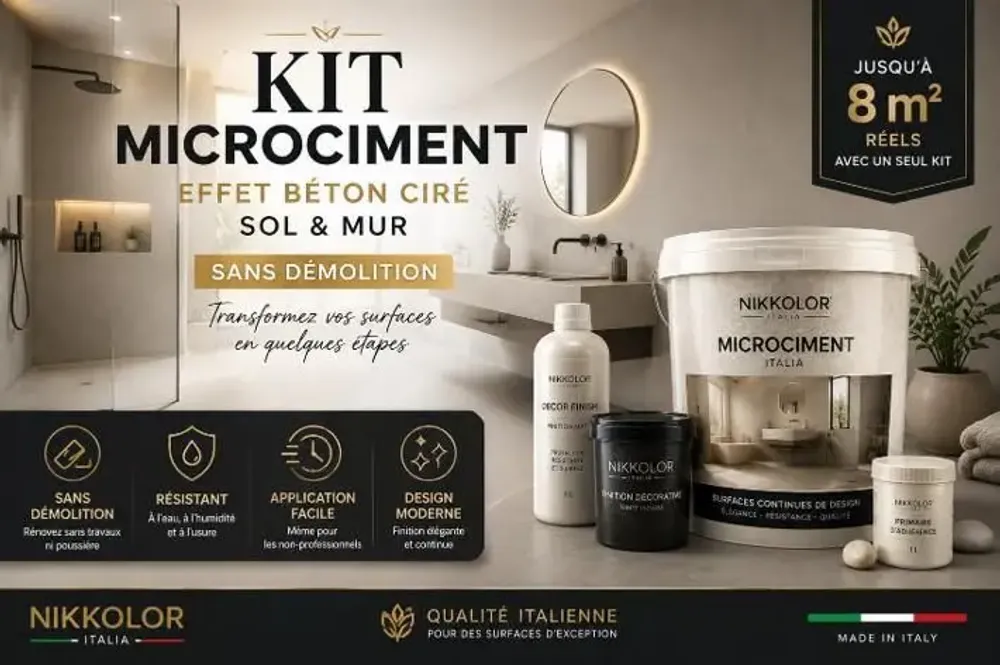 Peintures et vernis pour sols - Kit complet Microciment pour 8 m² de murs et sols – Mud - NIKKOLOR ITALIA