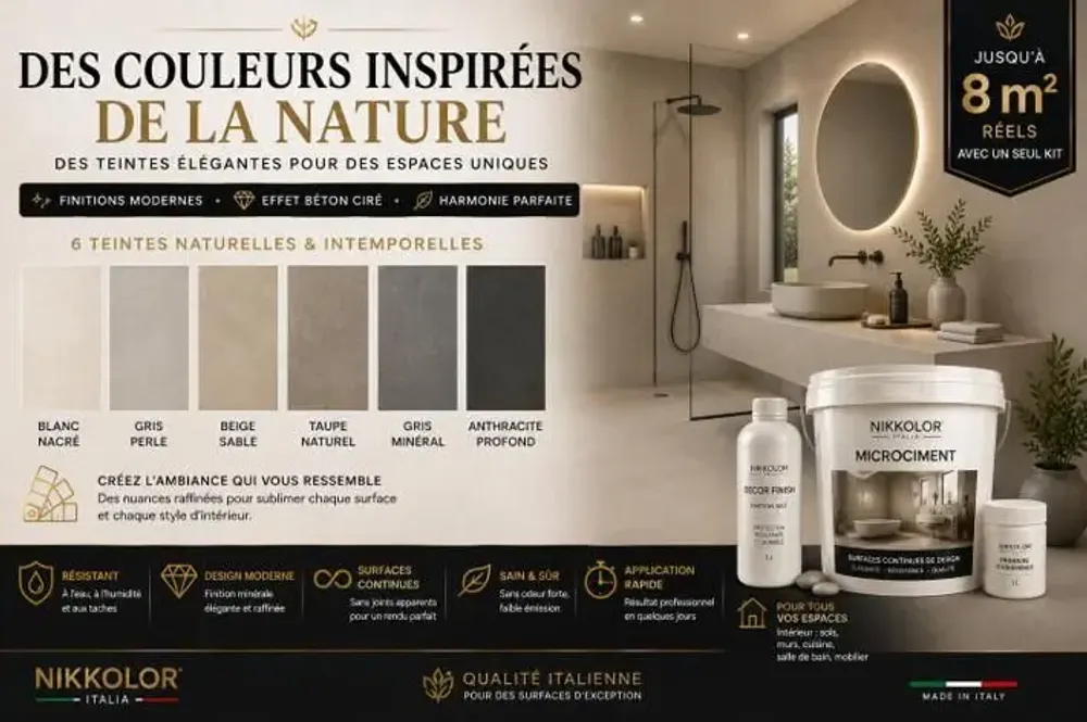 Peintures et vernis - Kit complet Microciment pour 8 m² de murs et sols – Jungle - NIKKOLOR ITALIA