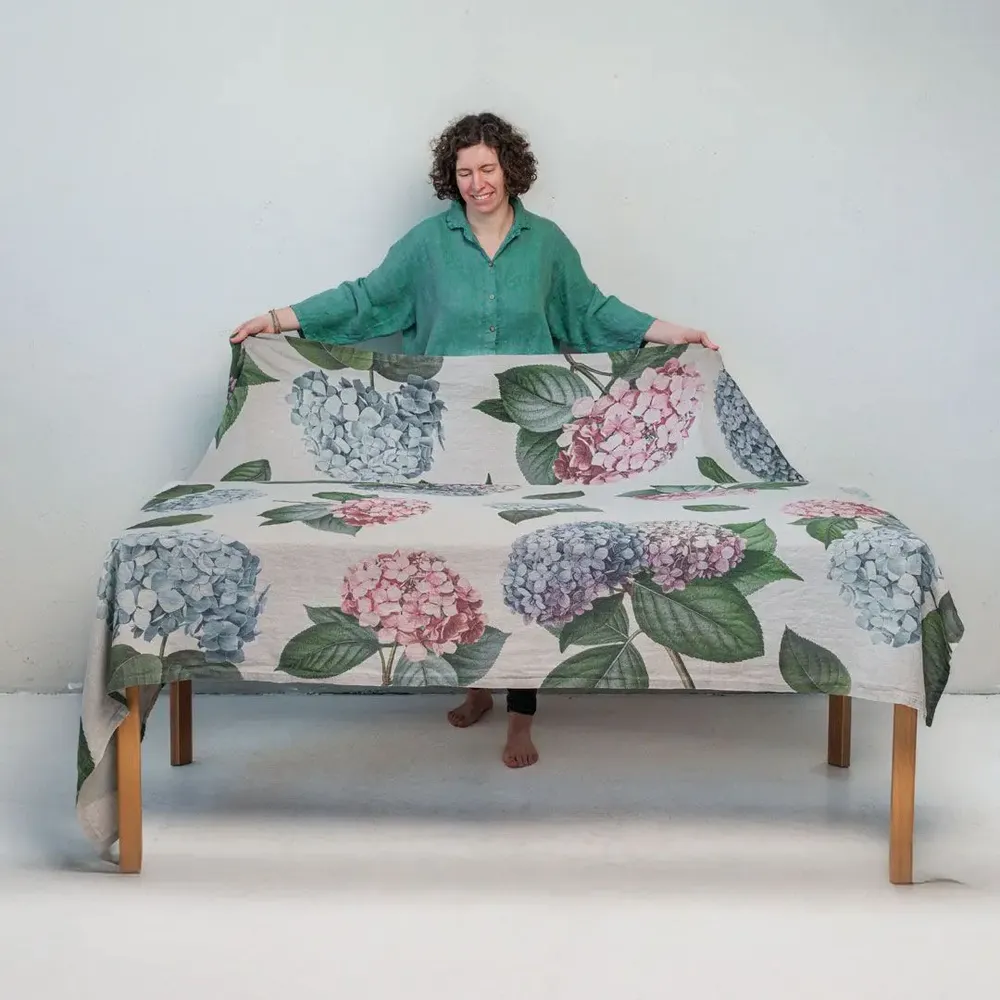 Nappes - Nappe en Lin 100% │ Hortensies - LINOROOM 100% LINEN TEXTILES
