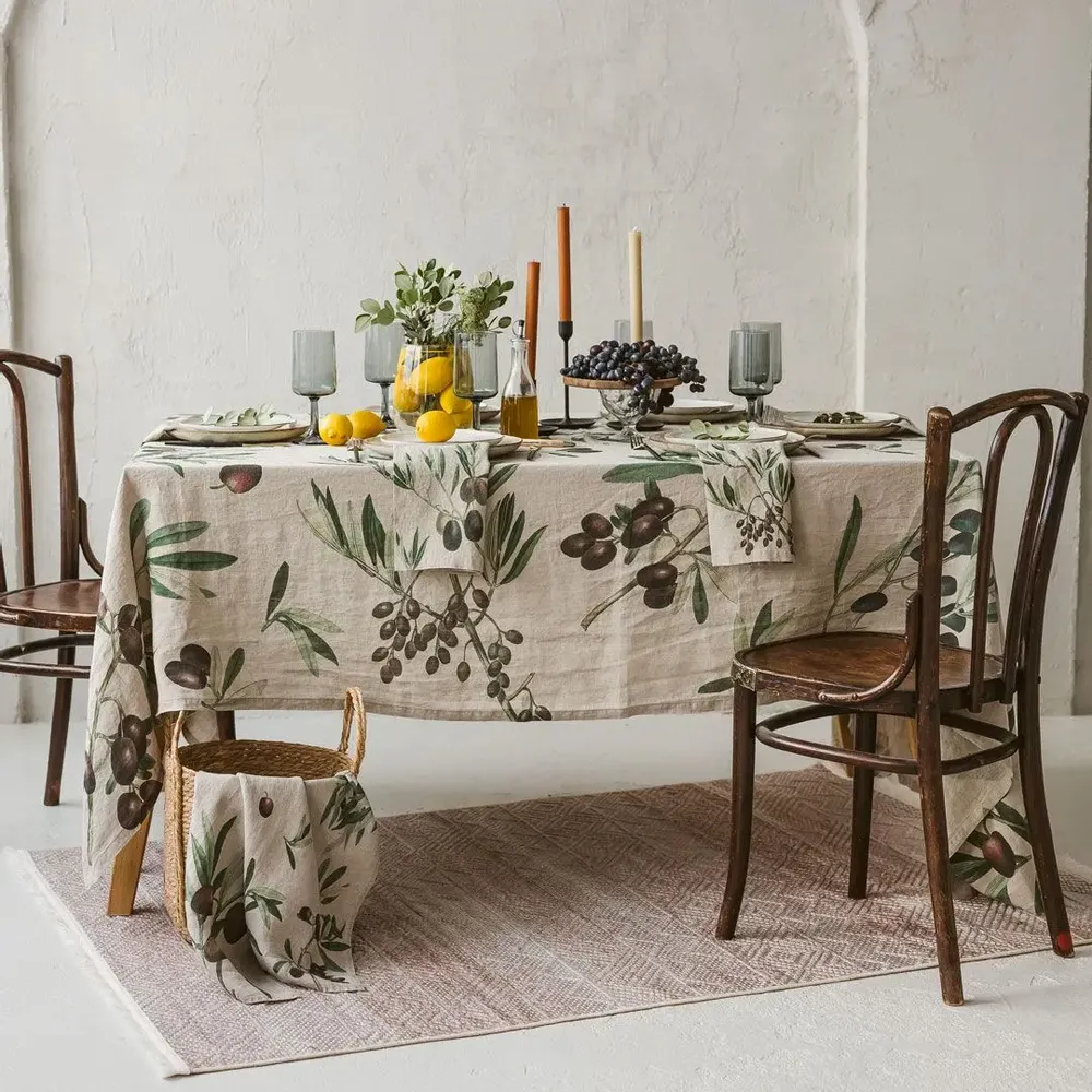 Nappes - Nappe en 100% lin lavé ǀ OLIVES - LINOROOM 100% LINEN TEXTILES