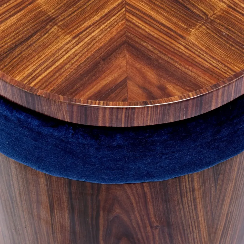 Stools for hospitalities & contracts - Lune A Round Pouf diam 40cm, Fabric seat, Brass & wood Base - DUISTT