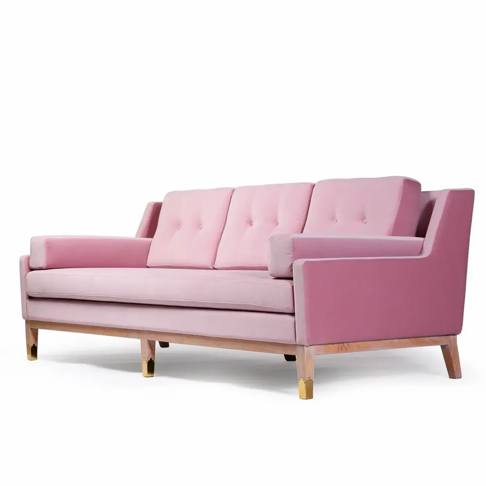 Sofas for hospitalities & contracts - Mr. Jones 3-seater Sofa, COM fabric, Black Limed Oak Base & Brass Feet - DUISTT