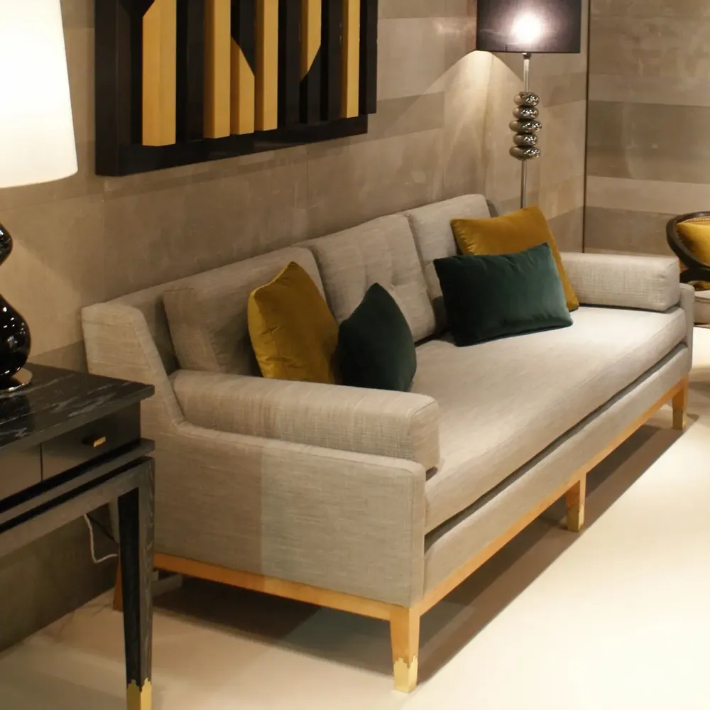 Sofas for hospitalities & contracts - Mr. Jones 3-seater Sofa, COM fabric, Black Limed Oak Base & Brass Feet - DUISTT