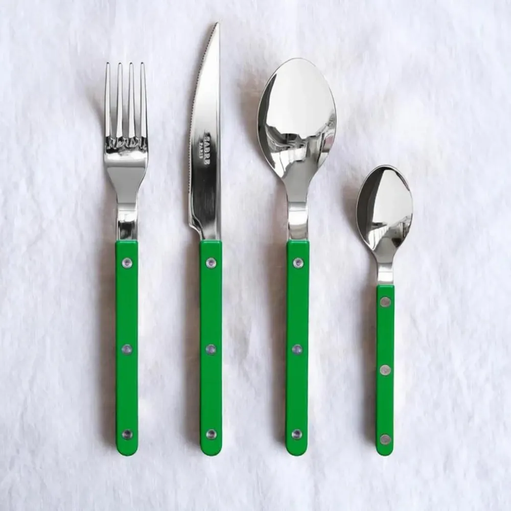 Ménagères - Set de 4 couverts de table - Bistrot Uni, Vert jardin - SABRE PARIS