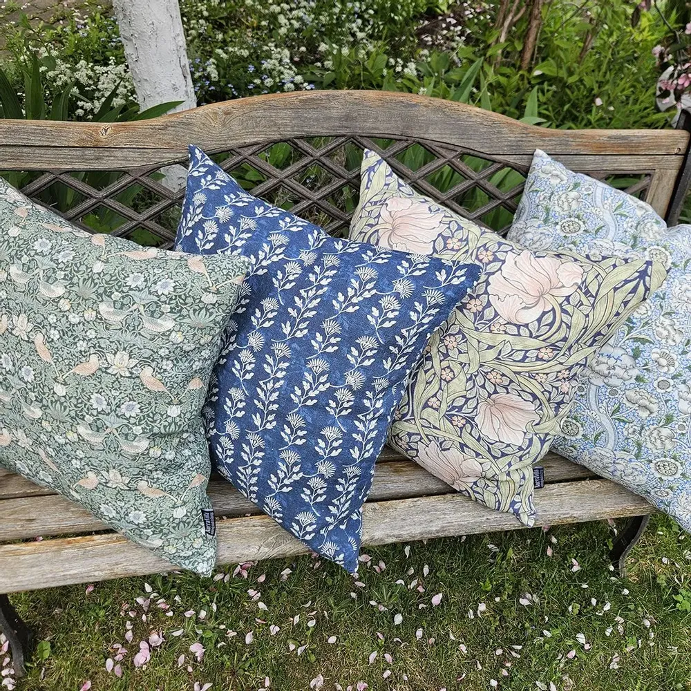 Cushions - Blue floral pillowcase William MOrris Wandle 100% linen - NORAVILLA