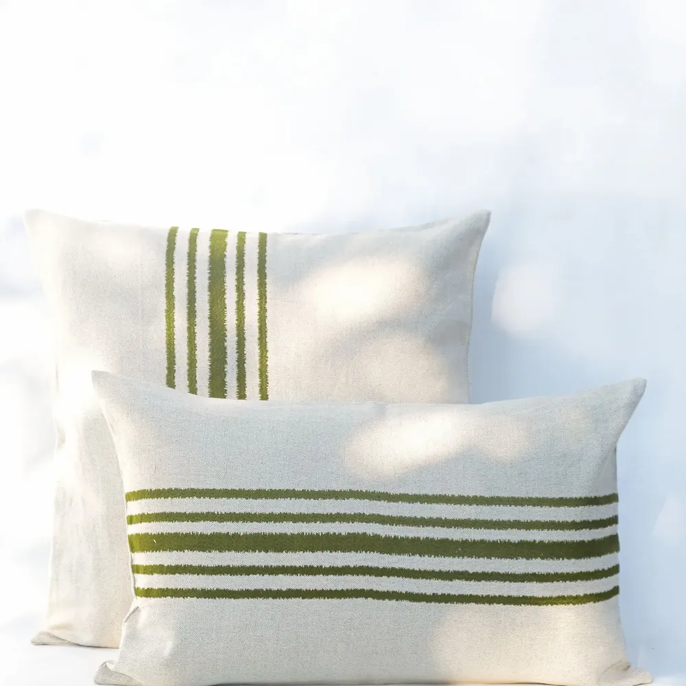 Coussins textile - NO-MAD Raku Cushion Cover in Cotton Linen with Embroidery - NO-MAD