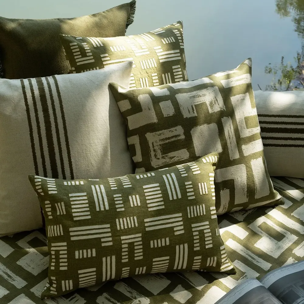 Coussins textile - NO-MAD Raku Cushion Cover in Cotton Linen with Embroidery - NO-MAD