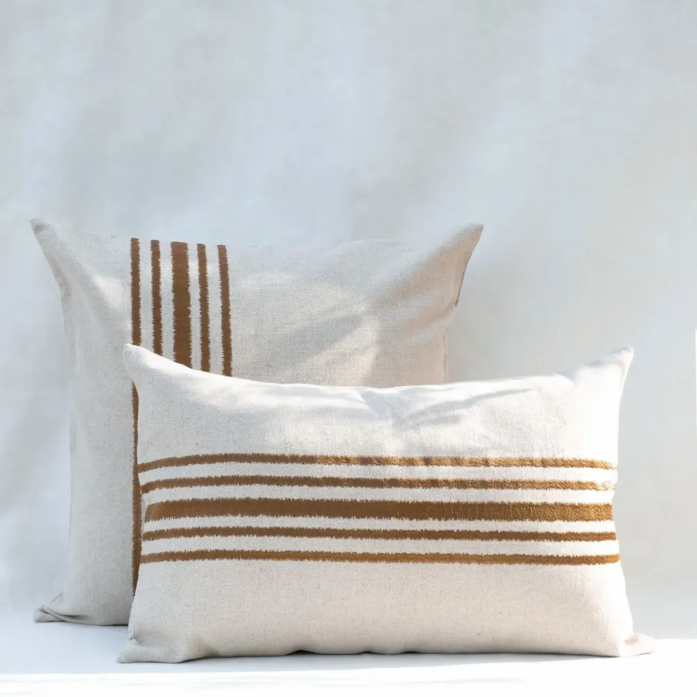 Coussins textile - NO-MAD Raku Cushion Cover in Cotton Linen with Embroidery - NO-MAD