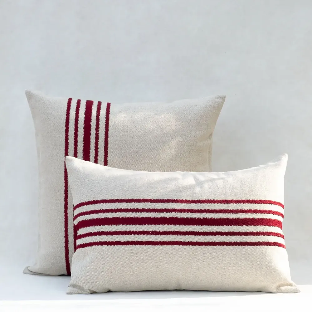 Coussins textile - NO-MAD Raku Cushion Cover in Cotton Linen with Embroidery - NO-MAD