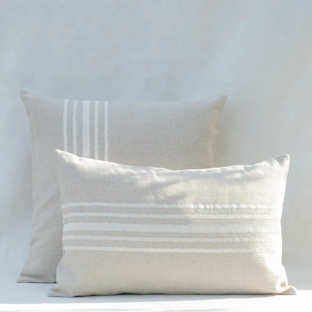 Coussins textile - NO-MAD Raku Cushion Cover in Cotton Linen with Embroidery - NO-MAD