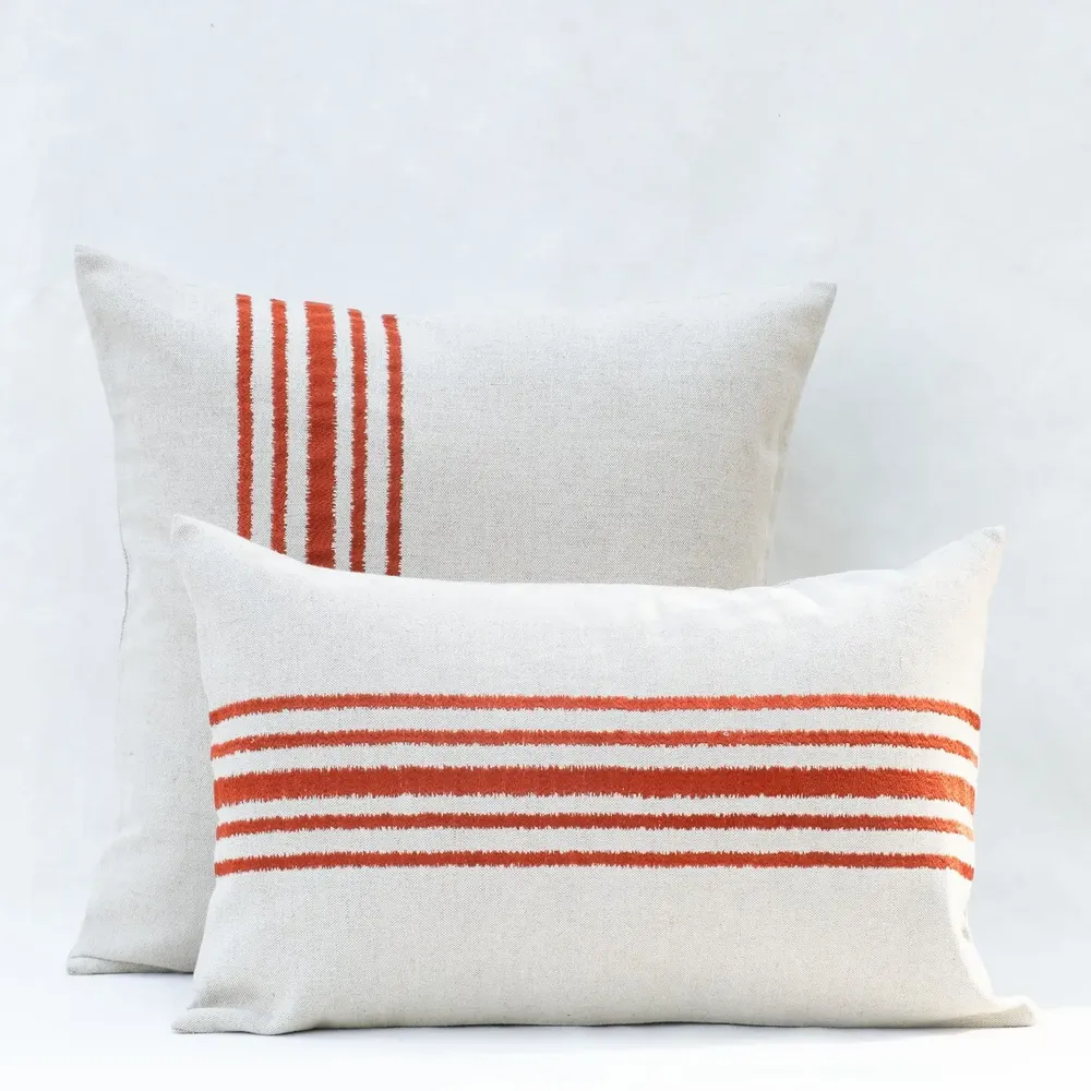 Coussins textile - NO-MAD Raku Cushion Cover in Cotton Linen with Embroidery - NO-MAD