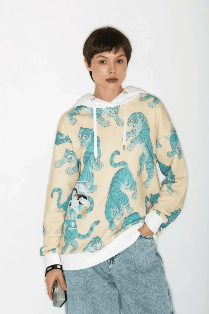 Apparel - All-Over Print Hoodie “White Heron” - MARALETTO